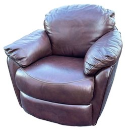 Brown Swivel Leather Rocking Chair