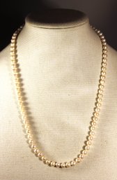 Fine Genuine Cultured Pearl Necklace 24' Long Silver Clasp