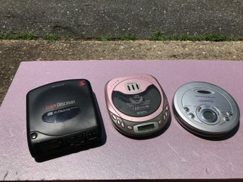 Three Vintage (3) Portable Compact Disc Players - Sony Discman - GPX & Supersonic - Sold As Is - Untested