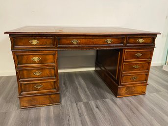 Flame Mahogany English Partners' Desk Circa 1890