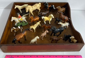 Lot Of 21 Horse Figurines Including Metal, Porcelain And Plastic