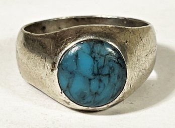 Vintage Sterling Silver Turquoise Ring Size 7`