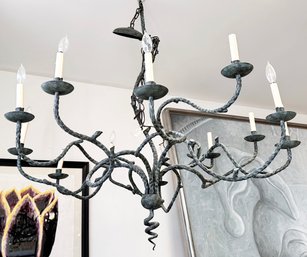 A Large Art Metal Chandelier In The Style Of Giacometti