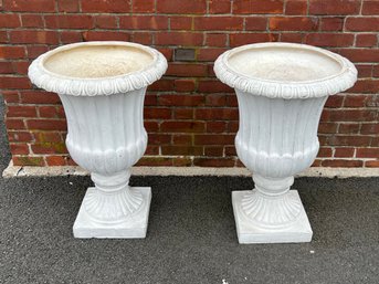 Pair Of Heavy Plaster Planters, Great Quality