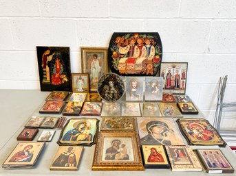 Large Collection Of Russian Icon Plaques And More