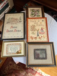 Grouping Of Five Framed Needlepoints