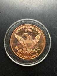 One AVDP Ounce .999 Fine Copper Round