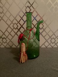 Vintage Green Glass Decanter