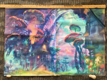 Vintage Psychedelic Haunted House Blacklight Hippie Art Poster