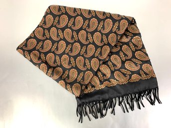 Paisley Silk & Wool Scarf With Fringe