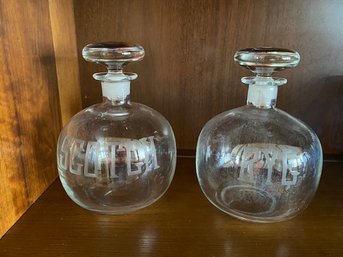 Vintage Pair Of Liquor Decanters