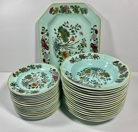 Adams Calyx Ware Dinner Plates, Bowls, And A Platter (33)