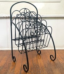 A Vintage Wrought Iron Magazine Rack