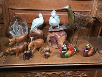 Lovely Lot Of Decorative Items With An Animal / Wildlife Theme - Hand Carved Wood - Crystal - Metal & More