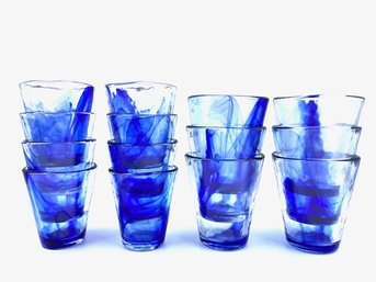 Vintage Murano Blue Tumblers By Bormioli Rocco