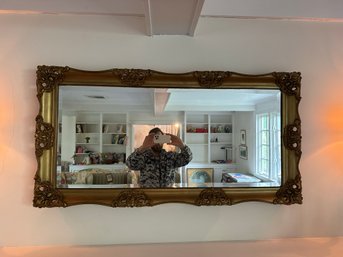 Massive MCM Style Mirror In Ornate Wooden Frame