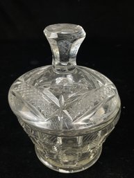 Checkered Cut Glass Lidded Bowl