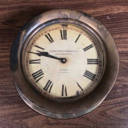 Antique Style Brass Ships Clock - PANAMA PACIFIC STEAMSHIP CO - Looks JUST LIKE An Antique - VERY NICE !