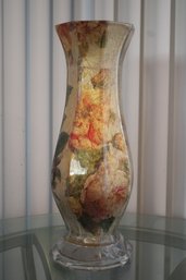 Tall 16 Inch Antiqued Gold Foil Vase