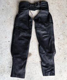 A Pair Of Leather Riding Chaps - Custom Sized (Large-Medium)