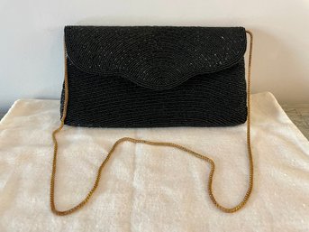 Vintage Handmade Black Beaded Evening Bag