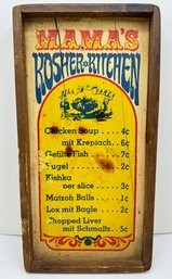 Vintage Mama's Kosher Kitchen Hand Crafted Wall Sign, 1970
