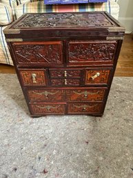 Intricate Chinese Wooden Scene Storytelling Box