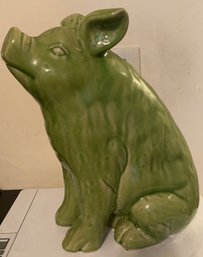 Vintage Green Ceramic Pig