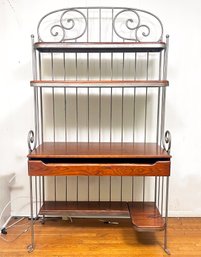 A Lovely Wrought Iron And Pine Baker's Rack / Desk Combo!