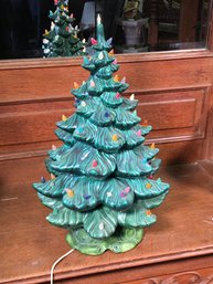 Classic Holiday Decor - Porcelain Light Up Christmas Tree With All Little Plastic Lights - Tested - Works Fine