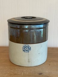 Large Stoneware Crock With Lid Shamrock