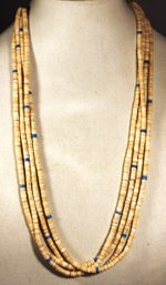Fine Multi Strand Southwestern Beaded Necklace With Shells 30' Long