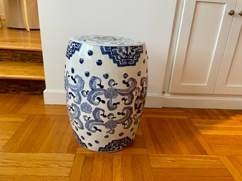 Blue & White Asian Style Pierced Ceramic Stool