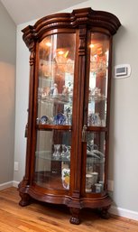 Pulaski Furniture Co. Lighted Mahogany Curio With Carved Detail