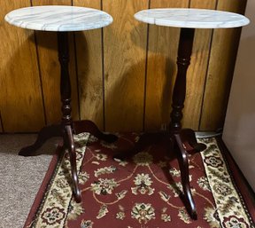 Two Marble Top Plant Stands