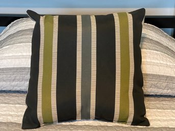 Green & Grey Stripped Throw Pillow