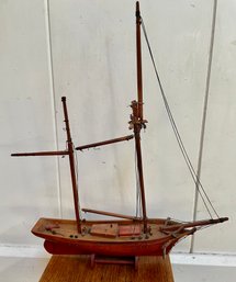 Wooden Model Of Gaff Rigged Ketch Sailboat