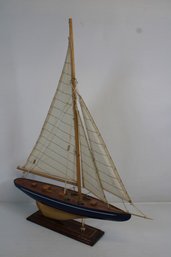 Vintage Sailboat Model Of The Endeavor Sloop - Dark Blue Hull