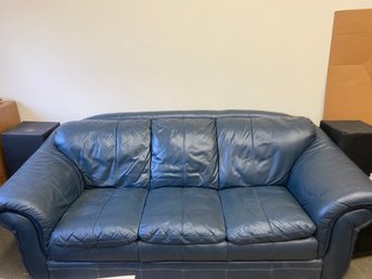 Blue Italian Leather Sofa