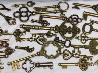 Fantastic Lot Of Over 40 Antique Style Keys - Every Size - Every Shape - Every Style Imaginable - WOW !