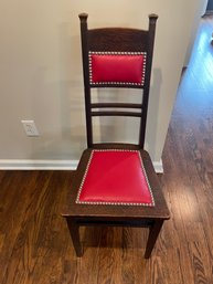 Striking Gustav Stickley Style Black Red MCM Beaded Chair