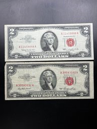 2 Red Seal $2 Bills 1953, 1963