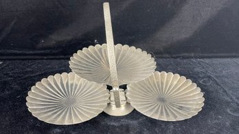 3 Tier Scalloped Shell Epergne Serving Dish Centerpiece