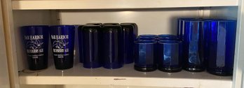 Cobalt Blue Rocks, Tumbler And Beer Glasses