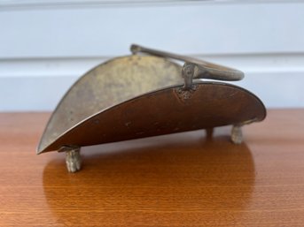 Antique Brass Claw Footed Fireplace Log Holder - Indoor Log Holder With Feet