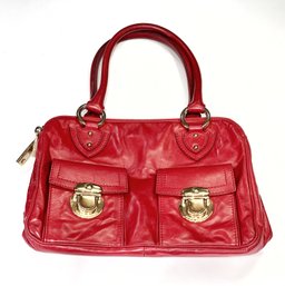 Marc Jacobs Red Leather 'Blake' Satchel Bag - Early 2000s