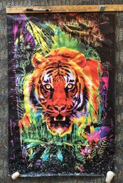 Vintage Psychedelic Tiger Blacklight Hippie Art Poster