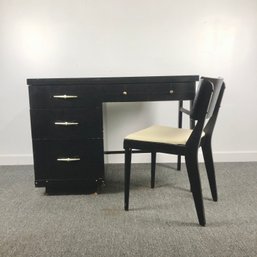 Vintage Black Desk And Chair Set