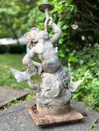 A 1930's Custom Art Metal Garden Fountainhead - AS IS - Used As Garden Ornament