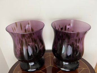 Hand-blown Amethyst Tortoiseshell Pattern Luminaries